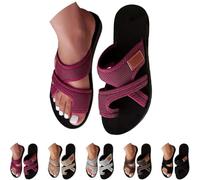 Genérico 2026 Orthopedic Sandals for Women Beach Slip On Flip Flops Comfortable Mesh Flats Casual Toe Ring Slippers (Red,36)
