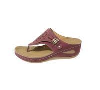 Genérico 2026 Orthopedic Sandals for Women Summer Slip On Beach Flip Flops Dressy Arch Support Wedge Sandal Vintage Wide Width Sandals Casual Boho Slipper (Red,35)