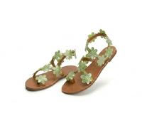 Genérico 2026 Orthopedic Summer Dressy Sandals Flats Pearl And Rhinestone Boho Sandals For Women Flops Elegant Bridal Sandal Bohemian Lace Flower Beach Flip (Green 1,36)