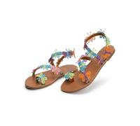 Genérico 2026 Orthopedic Summer Dressy Sandals Flats Pearl And Rhinestone Boho Sandals For Women Flops Elegant Bridal Sandal Bohemian Lace Flower Beach Flip (Multicolor,37)