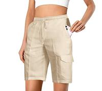 Genérico 2026 Pantalones Cortos Deportivos Cargo para Mujer, De Playa con Cintura EláStica Bermudas Informales Color Liso Elegantes Y Chic Corte Holgado Versátiles Bolsillos Correr
