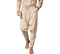 Genérico 2026 Pantalones Medievales con Encaje para Hombre Pantalones Marineros Informales Leggings Largos históricos de Estilo Casual