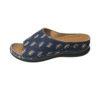 Genérico 2026 Pantofole da sandalo con tacco inclinato di grandi dimensioni da spiaggia in denim patchwork estivo da donna