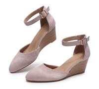 Genérico 2026 Pointed Toe Platform Wedge Sandals Ankle Strap Heeled Espadrilles Sandals Ladies Comfortable Summer Dressy Shoes for Beach Wedding Dressy Spring Summer Shoes (Pink,37)