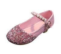 Genérico 2026 Sandalias de moda de verano para niños, zapatos informales para niñas, zapatos de baile con lentejuelas de perlas brillantes y hebilla de tacón bajo