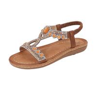 Genérico 2026 Sandalias de mujer con diseño de punta abierta para vacaciones informales y al aire libre con diamantes de imitación para un estilo bohemio, perfectas para la temporada de verano.