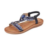 Genérico 2026 Sandalias de mujer con diseño de punta abierta para vacaciones informales y al aire libre con diamantes de imitación para un estilo bohemio, perfectas para la temporada de verano.