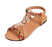 Genérico 2026 Sandalias de mujer de comercio exterior, nuevas de verano, informales, con una hebilla, correa, punta abierta, suela plana, zapatos romanos, estilo bohemio, zapatos de mujer