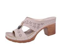 Genérico 2026 Sandalias de verano para mujer, nuevas, de Europa y Estados Unidos, de gran tamaño, con diamantes de imitación de metal hueco, de tacón alto y grueso, con boca de pez.