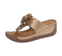 Genérico 2026 Sandalias de verano para mujer y casuales con puntera abierta para playa confort y estilo sin cordones en sandalias feminine de temporada (Gold, 38)