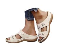 Genérico 2026 Sandalias romanas de verano para mujer, sandalias de cuña informales con flores, para playa y vacaciones (White, 43)