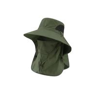Genérico 2026 Spring Summer Fisherman's Sun Hats Men Women Wide Brim Bucket Cap Outdoor Foldable Ponytail Hat Beach Fishing Hiking with Removable Mesh Neck Face Flap (Army Green)