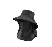 Genérico 2026 Spring Summer Fisherman's Sun Hats Men Women Wide Brim Bucket Cap Outdoor Foldable Ponytail Hat Beach Fishing Hiking with Removable Mesh Neck Face Flap (Black)