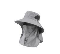 Genérico 2026 Spring Summer Fisherman's Sun Hats Men Women Wide Brim Bucket Cap Outdoor Foldable Ponytail Hat Beach Fishing Hiking with Removable Mesh Neck Face Flap (Light Gray)