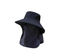 Genérico 2026 Spring Summer Fisherman's Sun Hats Men Women Wide Brim Bucket Cap Outdoor Foldable Ponytail Hat Beach Fishing Hiking with Removable Mesh Neck Face Flap (Navy)