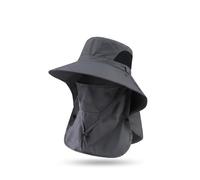 Genérico 2026 Spring Summer Fisherman's Sun Hats Men Women Wide Brim Bucket Cap Outdoor Foldable Ponytail Hat Beach Fishing Hiking with Removable Mesh Neck Face Flap (Dark Gray)