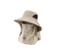 Genérico 2026 Spring Summer Fisherman's Sun Hats Men Women Wide Brim Bucket Cap Outdoor Foldable Ponytail Hat Beach Fishing Hiking with Removable Mesh Neck Face Flap (Khaki)