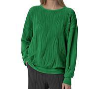 Genérico 2026 Sudadera con Capucha de Punto Acanalado de Color Liso y Manga Larga para Mujer, Blusa Informal sin Capucha (Green, M)