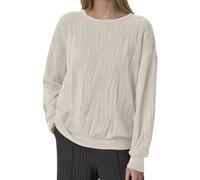 Genérico 2026 Sudadera con Capucha de Punto Acanalado de Color Liso y Manga Larga para Mujer, Blusa Informal sin Capucha (Beige, XL)