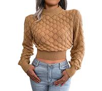 Genérico 2026 Suéter Corto de Punto para Mujer con Cuello Simulado y Manga Larga Prenda Superior de Vestir Casual Elegante para Otoño Invierno