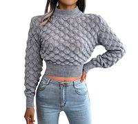 Genérico 2026 Suéter Corto de Punto para Mujer con Cuello Simulado y Manga Larga Prenda Superior de Vestir Casual Elegante para Otoño Invierno