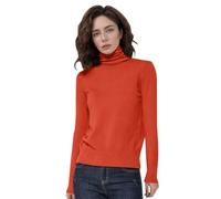 Genérico 2026 Suéter de Lana sin para Mujer Cuello Primera línea Manga Larga Punto Elegante (Orange, XXL)