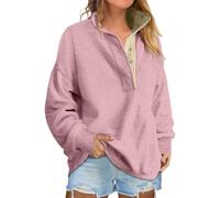 Genérico 2026 Sweatshirt for Women Oversized Casual Long Sleeve Button Henley Neck Pullover Tops Fashion Outfits Clothes (Pink,XXL)