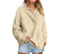 Genérico 2026 Sweatshirt for Women Oversized Casual Long Sleeve Button Henley Neck Pullover Tops Fashion Outfits Clothes (Apricot,XXL)