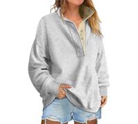 Genérico 2026 Sweatshirt for Women Oversized Casual Long Sleeve Button Henley Neck Pullover Tops Fashion Outfits Clothes (Gray Light,L)