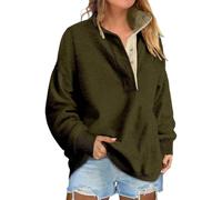 Genérico 2026 Sweatshirt for Women Oversized Casual Long Sleeve Button Henley Neck Pullover Tops Fashion Outfits Clothes (Army,S)