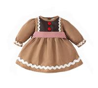 Genérico 2026 Toddler Girls Christmas Dress Plaid Santa Smocked Dresses Baby Girl Christmas Outfit Infant Cute Clothes (Coffee, 2-3 Years)