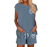 Genérico 2026 Traje de Pantalones Cortos para Mujer con Diseño Casual Cuello y Cordón Perfecto para Aventuras Veraniegas Atuendo Versátil Uso Diario (Navy, S)