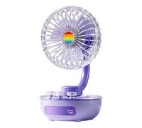 Genérico 2026 Transparent Desk Fan USB Rechargeable - ABS 21x12.5x11.5cm 423g 1800mAh 3 Speeds - Portable Small Table Fan For Home Office Student Dormitory - Quiet Cooling