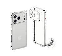 Genérico 2026 Ultra-Thin Metal Frame Heat Dissipation Case with Lens Protector for iPhone 17 Pro MAX, Case-Metal Texture for iPhone 17 Air (Sliver,for iPhone 17)