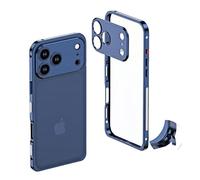 Genérico 2026 Ultra-Thin Metal Frame Heat Dissipation Case with Lens Protector for iPhone 17 Pro MAX, Case-Metal Texture for iPhone 17 Air (Dark Blue,for iPhone 17)