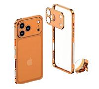 Genérico 2026 Ultra-Thin Metal Frame Heat Dissipation Case with Lens Protector for iPhone 17 Pro MAX, Case-Metal Texture for iPhone 17 Air (Orange,for iPhone 17 Pro)