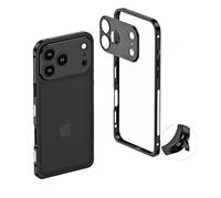 Genérico 2026 Ultra-Thin Metal Frame Heat Dissipation Case with Lens Protector for iPhone 17 Pro MAX, Case-Metal Texture for iPhone 17 Air (Black,for iPhone 17 Pro MAX)