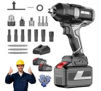 Genérico 2026 Upgraded Cordless Impact Wrench, 3-Speeds Cordless Impact Gun with 4.0mah, LED Light, Variable Speed, High Torque for Car Truck Workshop Heavy-Duty Jobs (2 Batteries)