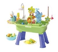 Genérico 2026 Upgraded Kids Water Table - PP 54x29x53cm Sensory Play Sink with Flowing Water Cloud Faucet Fishing Game 43PCS For Ages 4 To 8 Pink Blue Green - Electric Indoor Outdoor Activity Toy