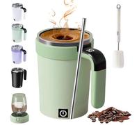 Genérico 2026 Upgraded Rechargeable Self Stirring Coffee Mug,Electric Automatic Magnetic Stirring Mug,with Temperature Display & Leak-Proof Lid for Milk Tea,Chocolate (Green)