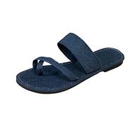 Genérico 2026 Verano de las mujeres Slip On Solid Casual Open Toe Denim Flat Soft Bottom Transpirable Zapatos Sandalias Zapatillas