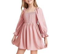 Genérico 2026 Vestido Corto de Gasa con Volantes para niñas pequeñas diseño Escote Cuadrado y Mangas fruncidas Ideal Verano (5-6 Years)