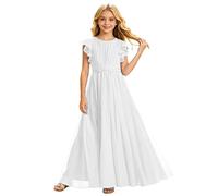 Genérico 2026 Vestido de Gasa para niñas Fluido y para veraniegas Elegante para Ocasiones Formales diseño con Vuelo Recomendado hasta Trece años (White, 10-11 Years)
