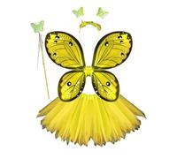 Genérico 2026 Vestido de Hada para niñas con Disfraz para Jugar a fingir Que es mágico y para Fiestas. (Yellow, 4-11 Years)