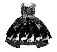 Genérico 2026 Vestido de Navidad para niñas, sin mangas, de Papá Noel, muñeco de nieve, para fiesta de Navidad, graduación, vestidos formales, trajes de festival para niños pequeños (Black, 5-6 Years)