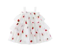 Genérico 2026 Vestido de sin Mangas para niñas pequeñas Falda escalonada Tul Princesa Baile Verano (White, 3-4 Years)