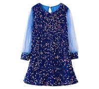 Genérico 2026 Vestido Elegante para niñas con Mangas largas confeccionado en Tul Transparente Adornado con Lentejuelas Ocasiones (Blue, 4-5 Years)