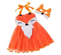 Genérico 2026 Vestido Elegante Tutú Sin Mangas para Niña Cumpleaños Diadema Disfraz Animados Atuendo Cuento Princesa Otoño Invierno (Orange, 3-4 Years)
