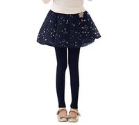 Genérico 2026 Vestido Falda Tutú para Niñas con Volantes Leggins Pantalón Algodón Elástico Cómodo (Blue, 3-4 Years)