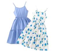 Genérico 2026 Vestido Floral con Leggings para Niñas Conjunto Informal Verano Ropa Dos Piezas Estampado Tirantes Juego Pequeñas Cómodo Elegante 2piezas